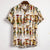 Ethnic Printed Stand Collar Cotton Linen Stripe Short