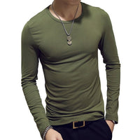 Men T-Shirts Long Sleeve O-Neck Casual Fitness