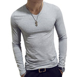 Men T-Shirts Long Sleeve O-Neck Casual Fitness