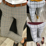 Fashion Mens Slim Fit Check Casual Pants