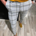 Fashion Mens Slim Fit Check Casual Pants