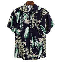 Ethnic Printed Stand Collar Cotton Linen Stripe Short