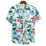 Ethnic Printed Stand Collar Cotton Linen Stripe Short