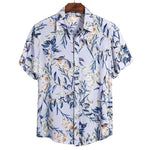 Ethnic Printed Stand Collar Cotton Linen Stripe Short