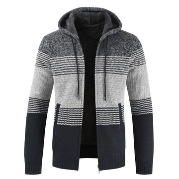 Men Zipper Knitted Thick Coat