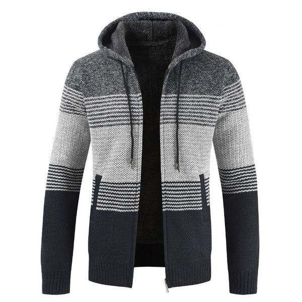 Men Zipper Knitted Thick Coat