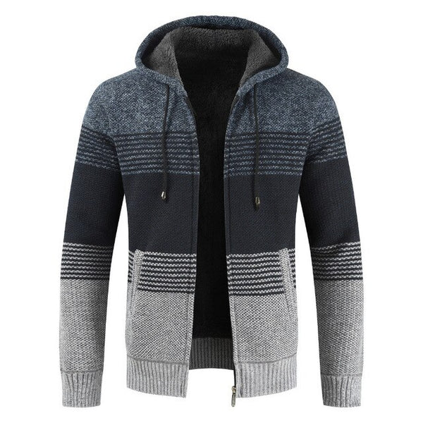 Men Zipper Knitted Thick Coat