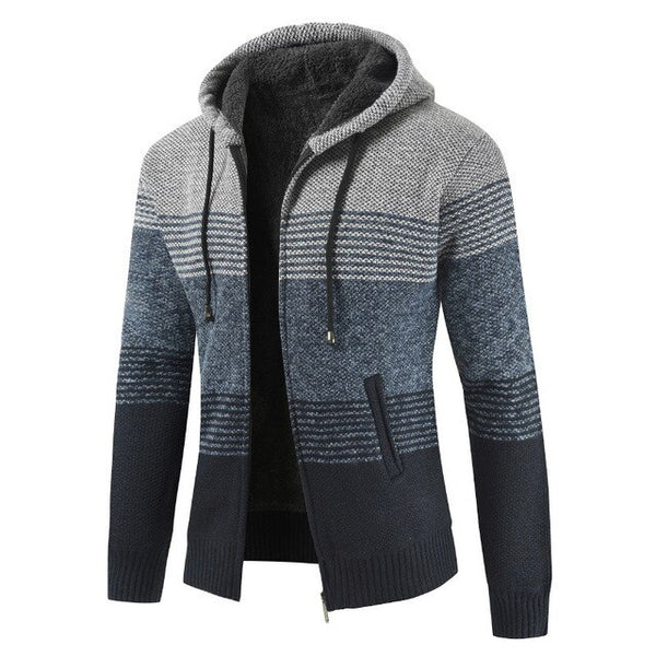 Men Zipper Knitted Thick Coat
