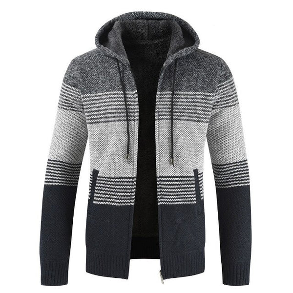 Men Zipper Knitted Thick Coat