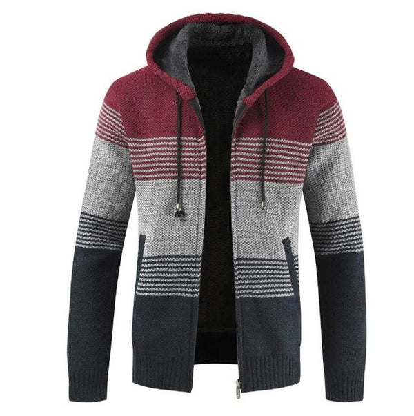 Men Zipper Knitted Thick Coat